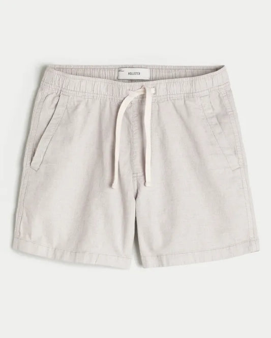 Mid-Thigh Linen-Blend Pull-On Shorts