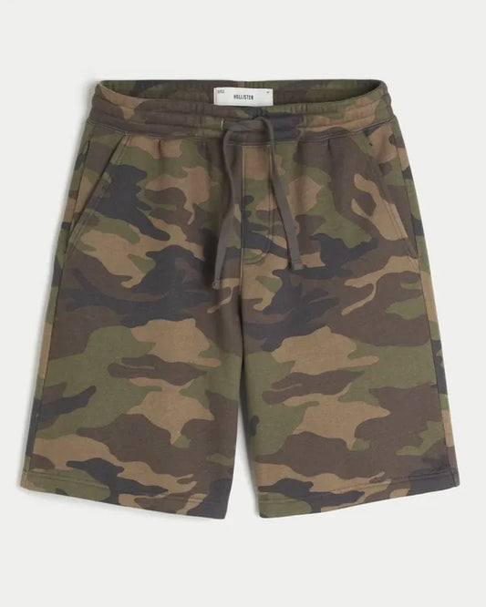 Hollister Feel Good At-the-Knee Camo Baggy Fleece Shorts
