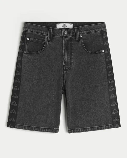 Hollister + Kappa Black Baggy Jean Shorts
