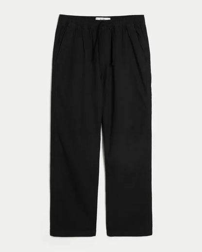 Relaxed Straight Linen-Blend Pull-On Pants