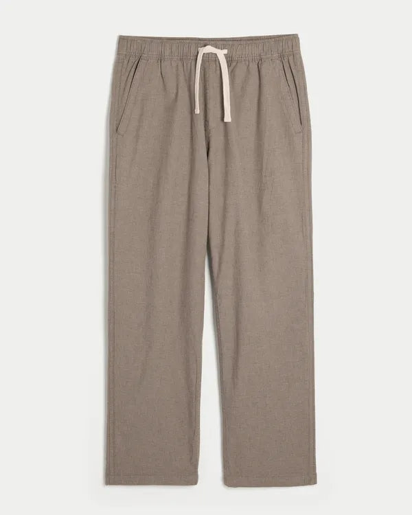 Relaxed Straight Linen-Blend Pull-On Pants