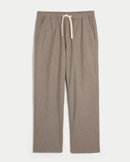 Relaxed Straight Linen-Blend Pull-On Pants
