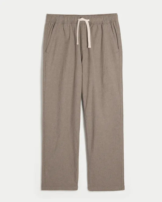 Relaxed Straight Linen-Blend Pull-On Pants