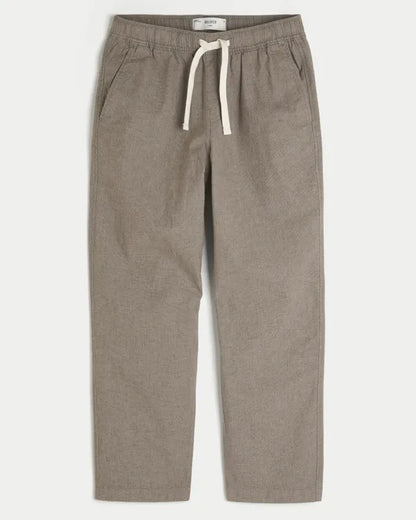 Linen-Blend Loose Pull-On Pants