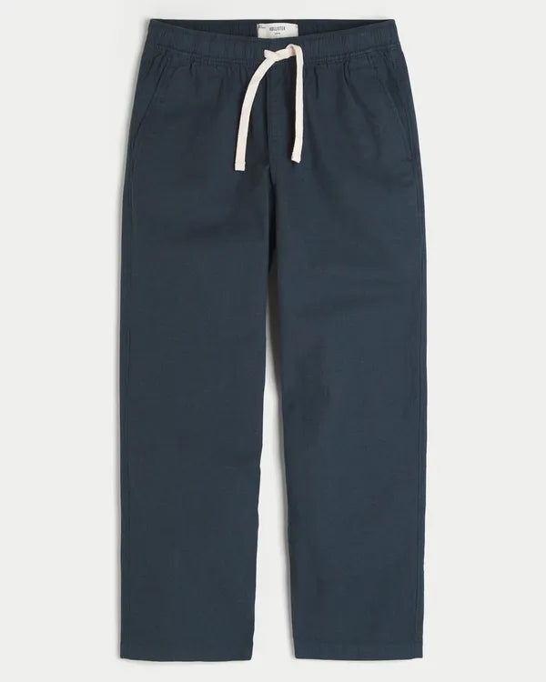 Linen-Blend Loose Pull-On Pants