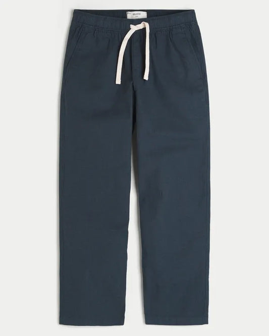 Linen-Blend Loose Pull-On Pants