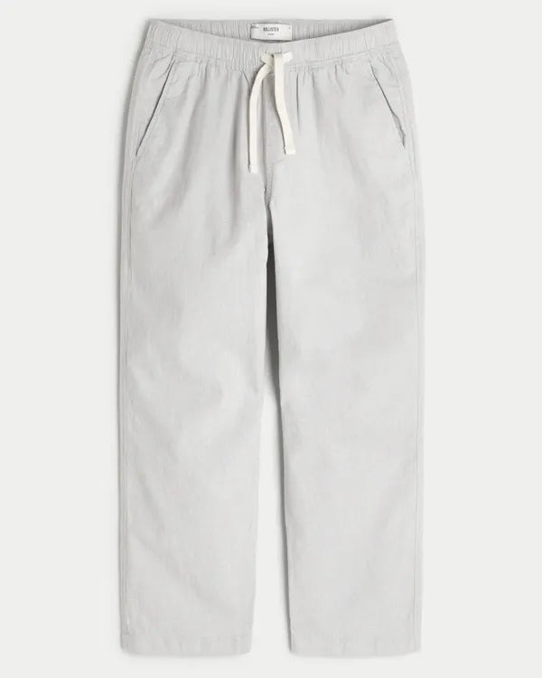 Linen-Blend Loose Pull-On Pants