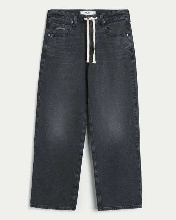 Low-Rise Drawstring Waist Baggy Jeans