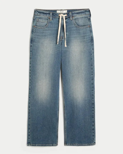 Low-Rise Drawstring Waist Baggy Jeans