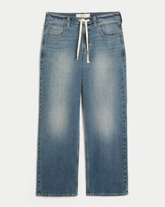 Low-Rise Drawstring Waist Baggy Jeans