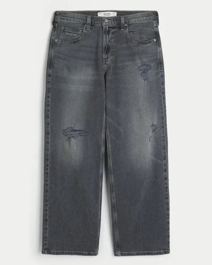Low-Rise Ripped Baggy Jeans