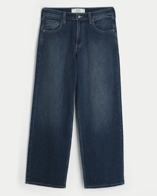 Low-Rise Back Pocket Graphic Baggy Jeans