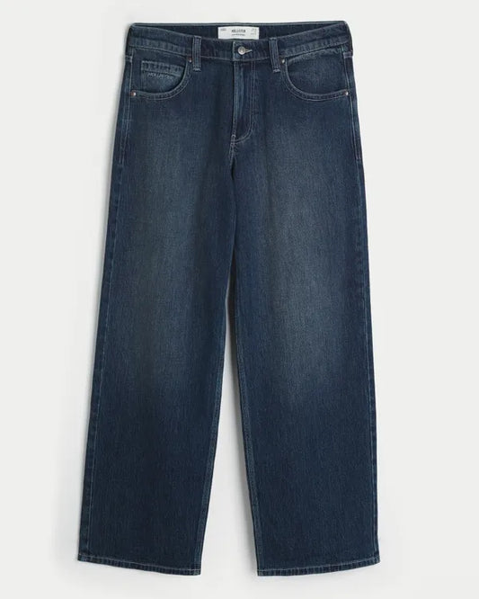 Low-Rise Back Pocket Graphic Baggy Jeans