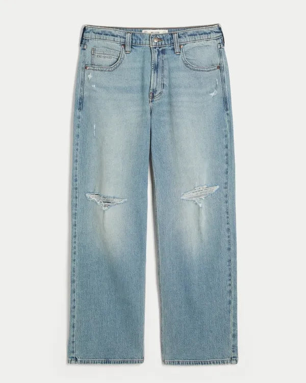 Low-Rise Ripped Baggy Jeans