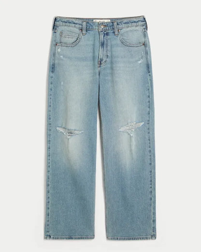 Low-Rise Ripped Baggy Jeans