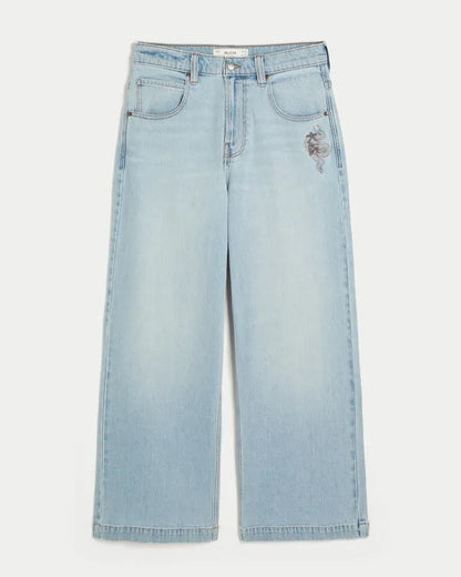 Snake Embroidery Super Baggy Jeans