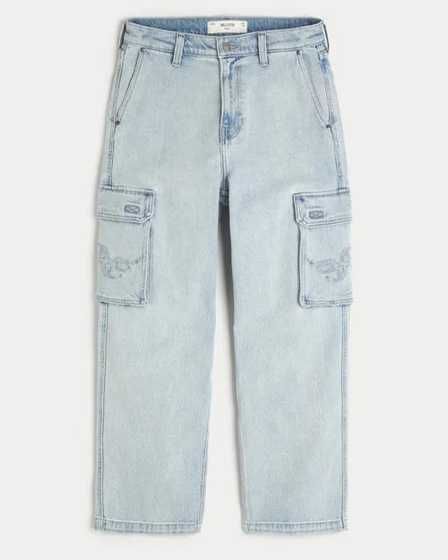 Embroidered Baggy Cargo Jeans