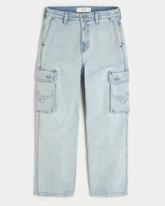 Embroidered Baggy Cargo Jeans