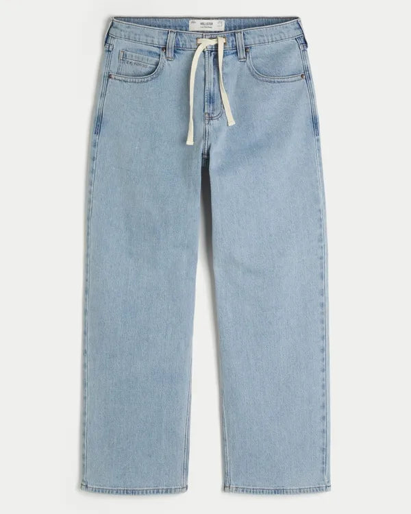 Low-Rise Drawstring Waist Baggy Jeans