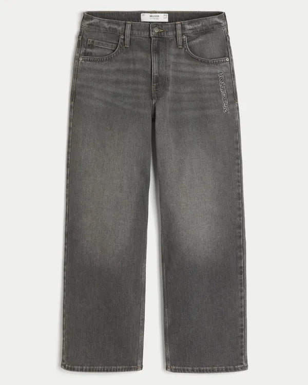 Low-Rise Logo Graphic Baggy Jeans