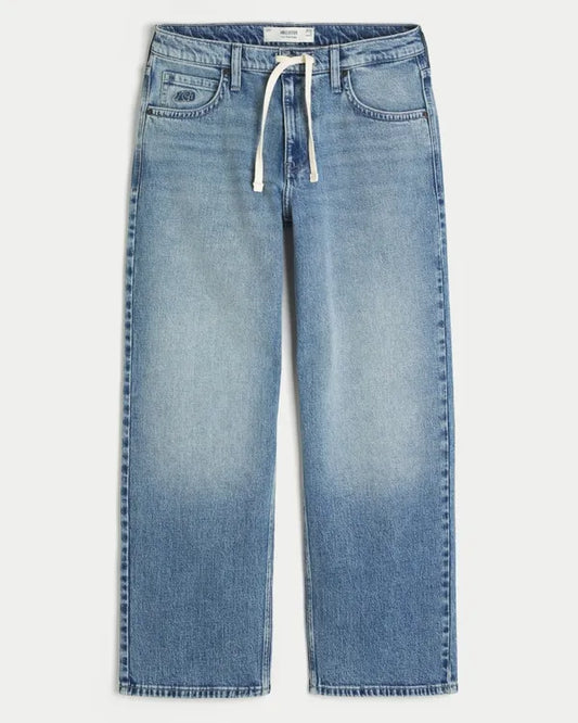 Low-Rise Drawstring Waist Baggy Jeans