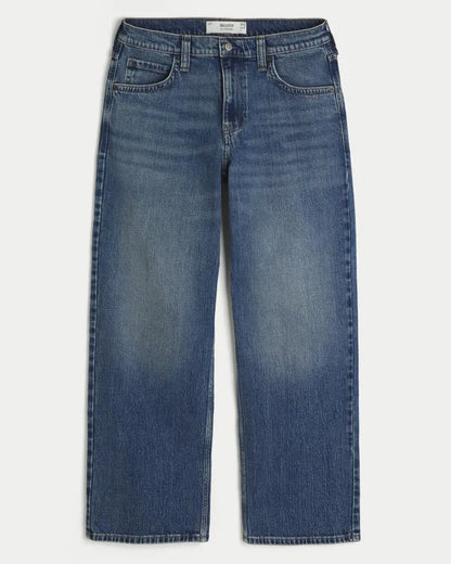Low-Rise Logo Embroidery Baggy Jeans