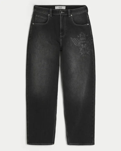 Skull Graphic Skater Baggy Jeans