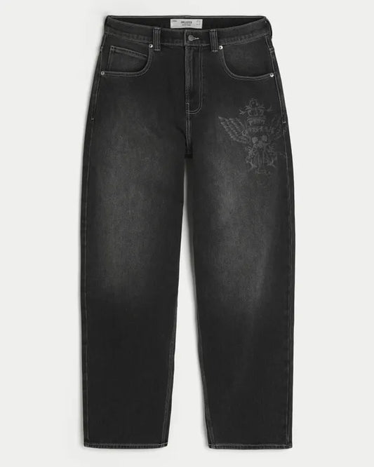 Skull Graphic Skater Baggy Jeans