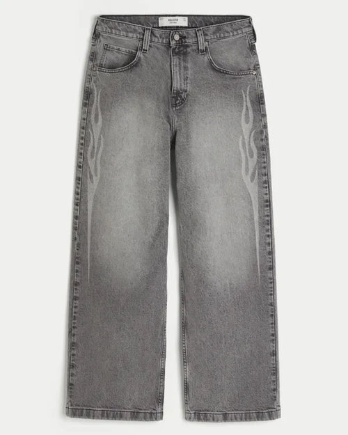 Flame Graphic Super Baggy Jeans