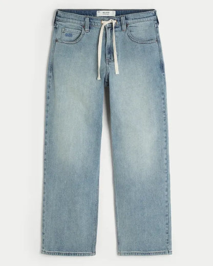 Low-Rise Drawstring Waist Baggy Jeans