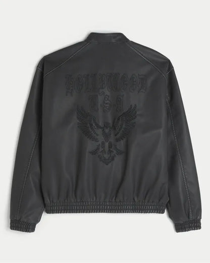 Faux Leather Hollywood Graphic Jacket