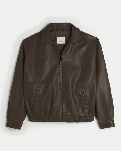 Faux Leather Harrington Jacket