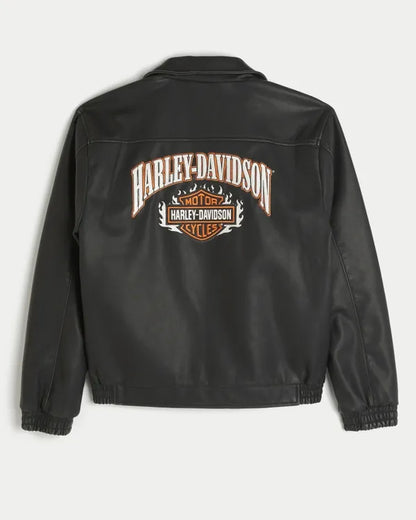Faux Leather Harley-Davidson Graphic Jacket