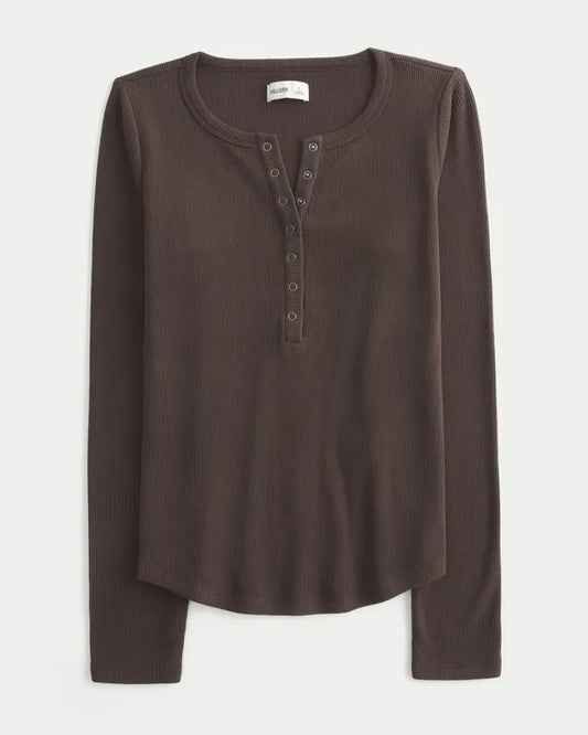 Cozy Rib Seamless Fabric Snap Henley