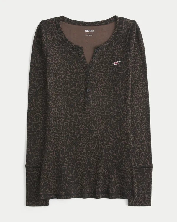 Leopard Print Icon Henley