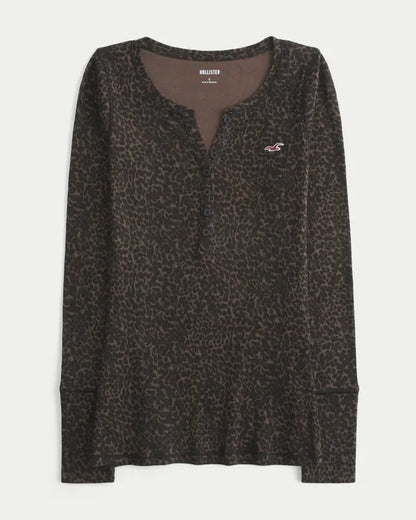 Leopard Print Icon Henley