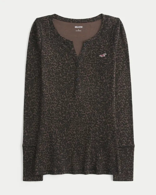 Leopard Print Icon Henley