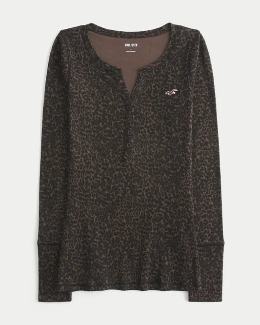Leopard Print Icon Henley