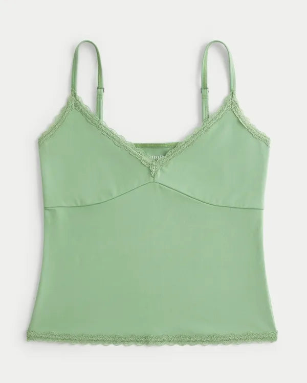 Smooth Seamless Fabric Lace Trim Cami