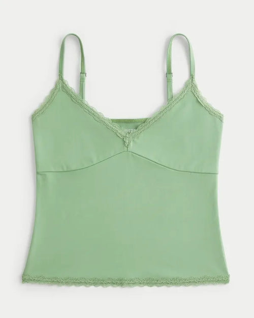 Smooth Seamless Fabric Lace Trim Cami