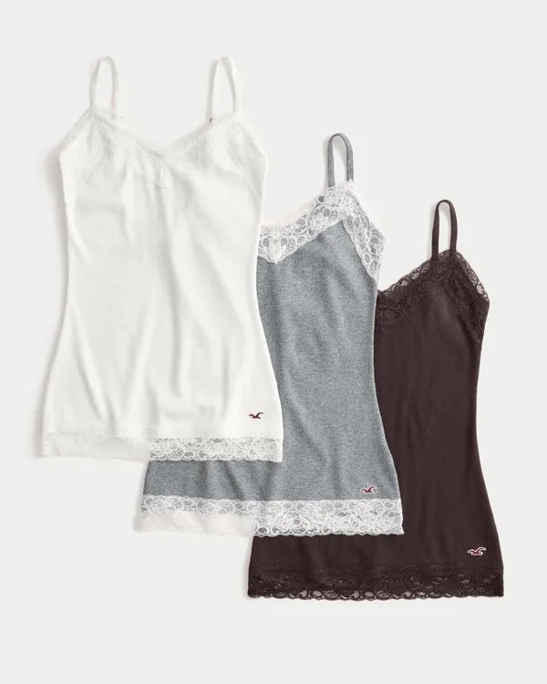 Lace Trim Layering Cami 3-Pack