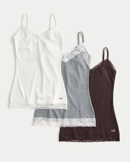 Lace Trim Layering Cami 3-Pack