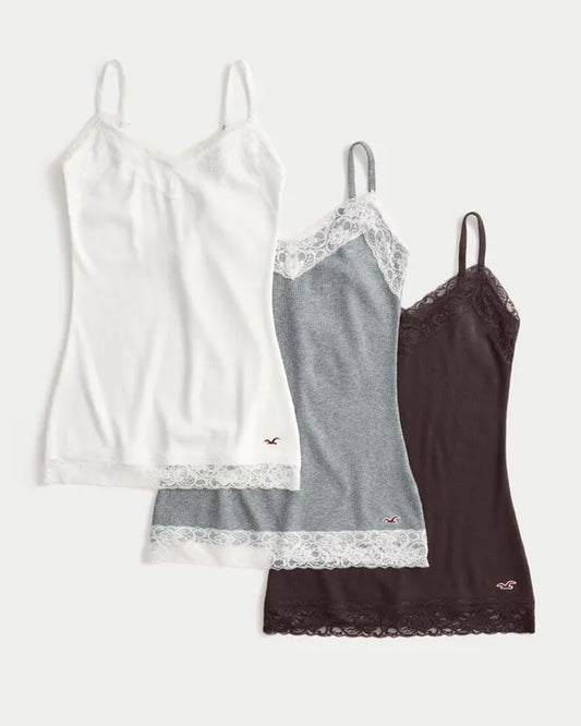 Lace Trim Layering Cami 3-Pack