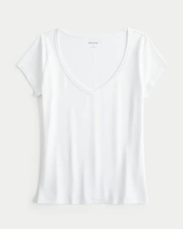Smooth Seamless Fabric V-Neck T-Shirt