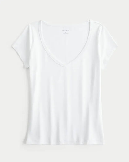 Smooth Seamless Fabric V-Neck T-Shirt