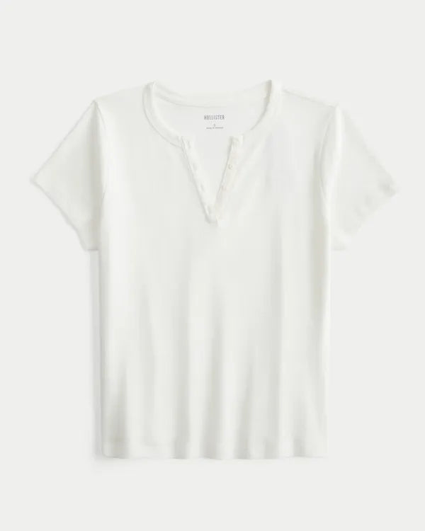 Cotton Notch-Neck Henley T-Shirt