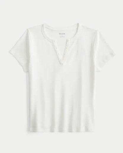 Cotton Notch-Neck Henley T-Shirt