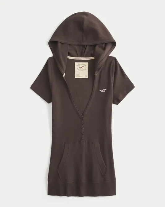 Short-Sleeve Hooded Henley