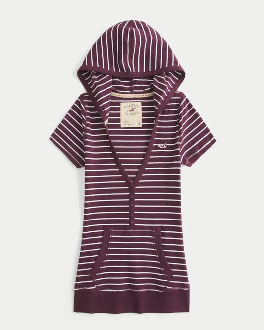 Short-Sleeve Hooded Henley