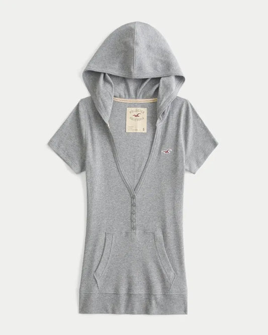 Short-Sleeve Henley Hoodie